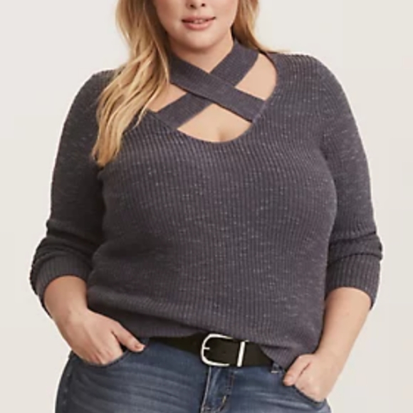 torrid Sweaters - [NWT] Torrid CROSS FRONT PULLOVER SWEATER Sz 2